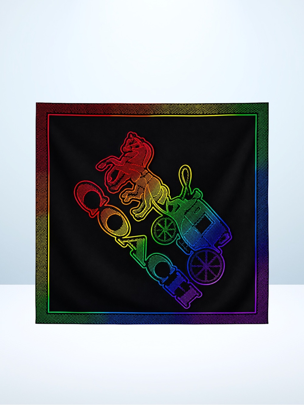 COACH Horse & Carriage Rainbow Ombré Silk Square Scarf